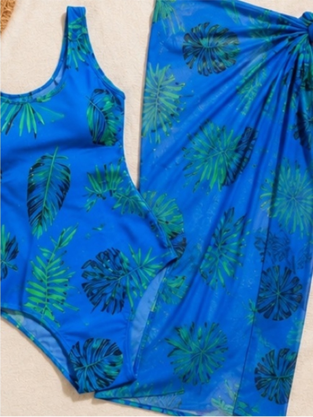 Women’s One Piece One Soulder Swimsuit with Matching Sarong